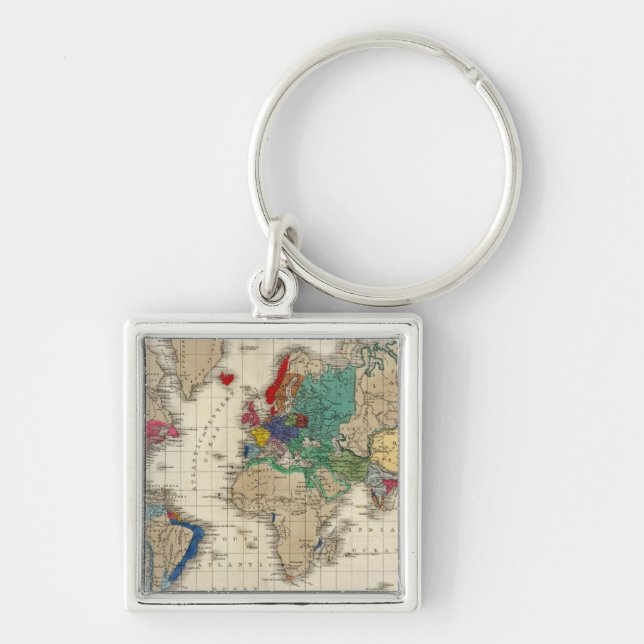 Förenade Staternas oberoende 1783 AD Fyrkantig Silverfärgad Nyckelring (Framsidan)