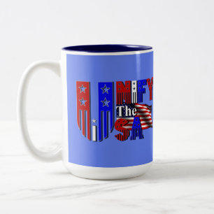 Förenade USA Patriotic Logotyp Blue Två-Tonad Mugg