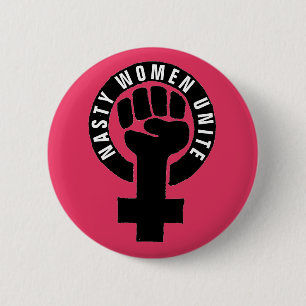 "Förenar otäcka kvinnor" feministiska nävekvinn Knapp