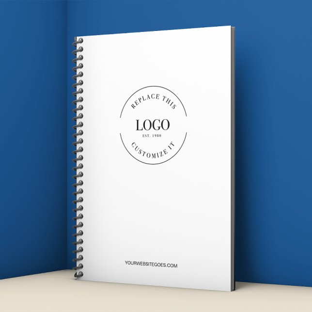 Förenkla din logotyp och webbsidors marknadsföring anteckningsbok (Custom notebook for business with logo and website.)