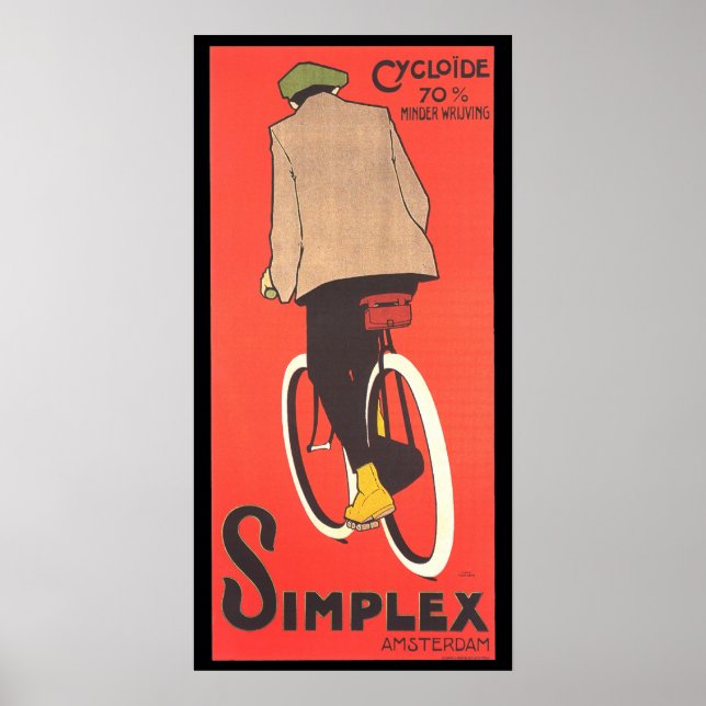 Förenklad cykelreklam Poster vintage konst (Framsidan)