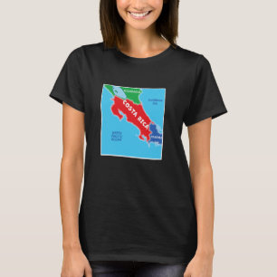 Förenklad Färgad Karta i Costa Rica och grannlände T Shirt