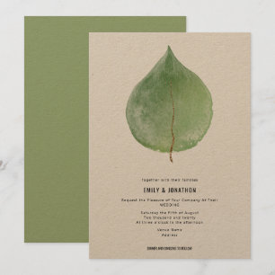 Förenklad Grönt Eucalyptus Löv Bröllop Inbjudningar