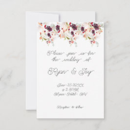 Förenklad inbjudan till Rosa/Peach Blommigt bröllo