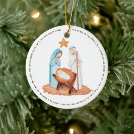 Förenklad Nativitet i Sång Julgransprydnad Keramik
