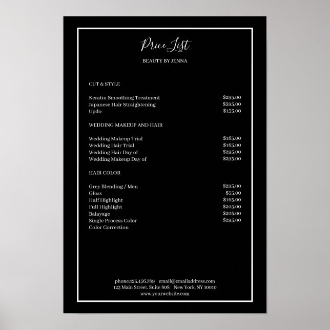 Förenklad Pris lista Poster (Framsidan)