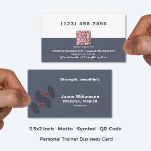 Förenklad QR Grått Red Personal Trainer Visitkort