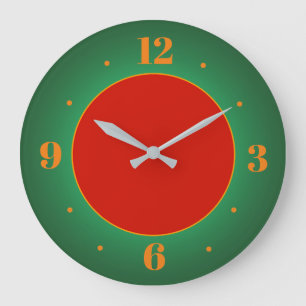 Förenklad Red Guld Grönt Wall Clock Stor Klocka