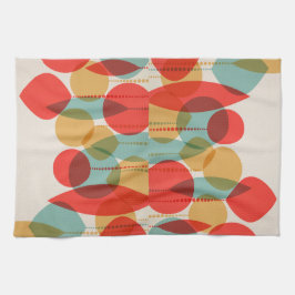 Förenklad retro Ornaments röd, tan, blå köks Kökshandduk