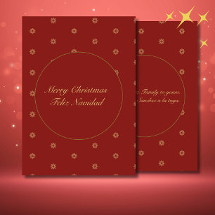 Förenklad röd och gyllene jul Bilingual Helgkort