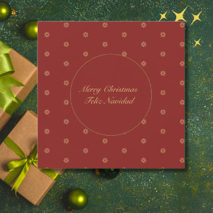 Förenklad röd och gyllene jul Bilingual Julkort
