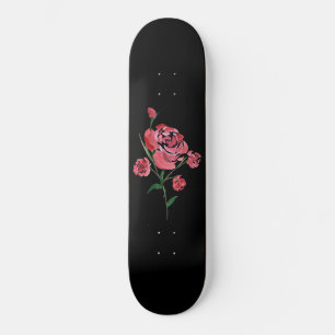 Förenklad Röd ros vattenfärg Mini Skateboard Bräda 18,5 Cm
