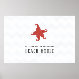 Förenklad Starfish Beach House Poster