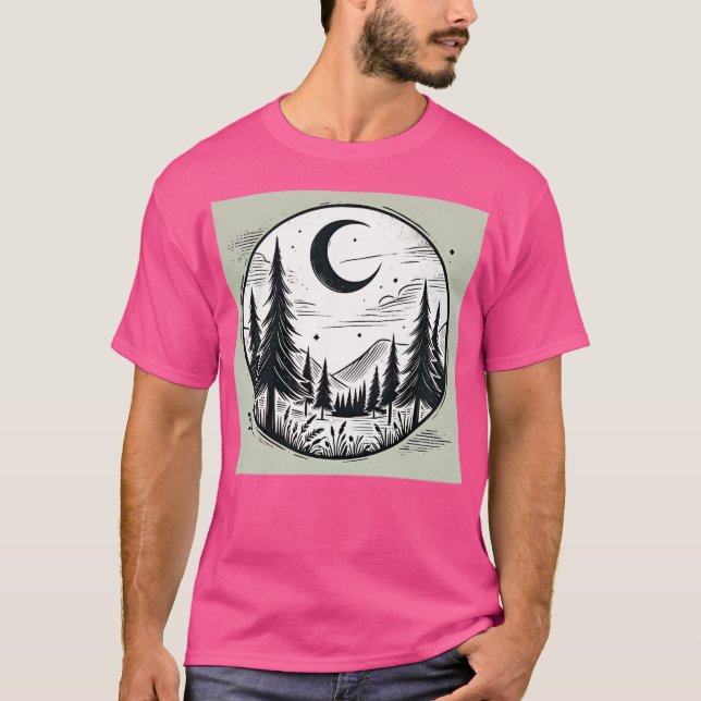 Förenklad vildmarkscen aktiv t shirt (Framsida)
