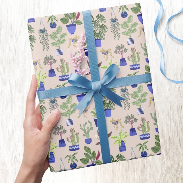Förenklade Cactus Mönster Presentpapper (Cactus succulent houseplant plant pattern gift wrapping paper )