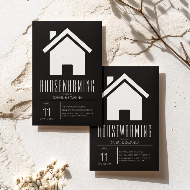 Förenklade Svartvit Party Inbjudningar (Skapare uppladdad)