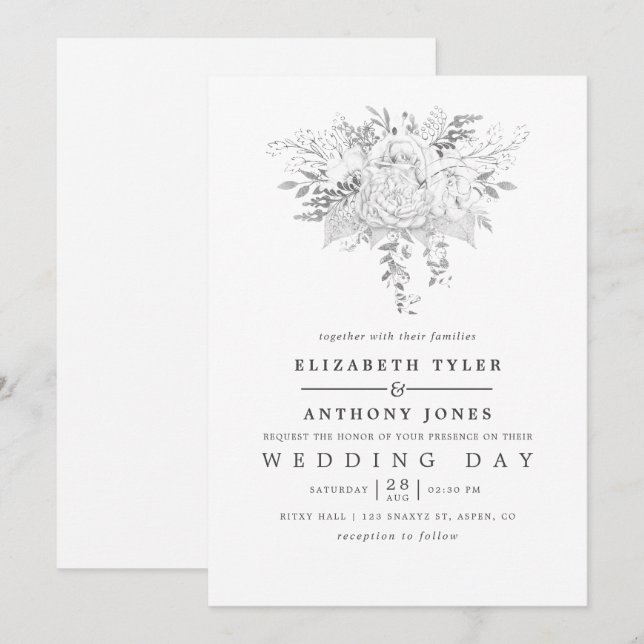 Förenklade Vintagen Ro Bröllop Inbjudningar (Fram/baksida)