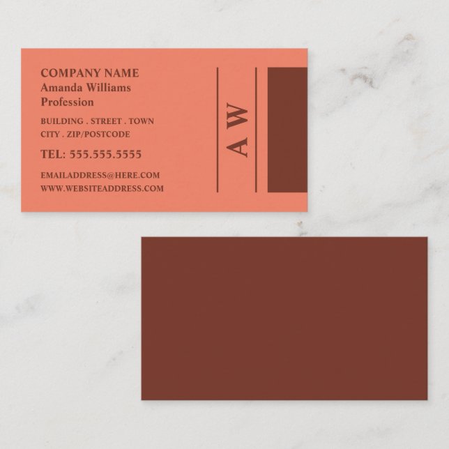 Förenklat monogram, minimalistiskt visitkort (Fram/baksida)