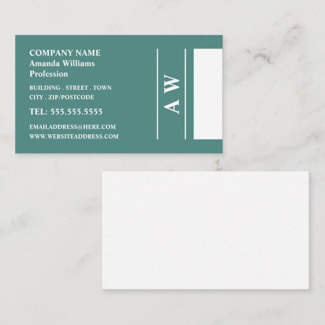 Förenklat monogram, minimalistiskt visitkort (Fram/baksida)