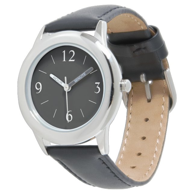 Förenklat svart med vita tal> Manar Watch Armbandsur (Vinklad)