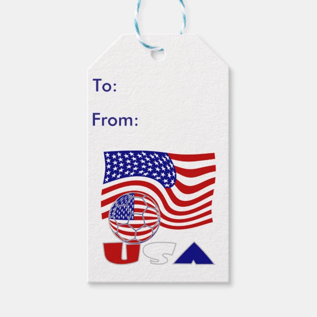Förenta Stater Amerika Flagga USA Soccer Ball Presentetikett (Framsidan)