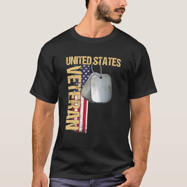 Förenta Stater: Amerikanska Flagga Veteran-Perfekt T Shirt (Framsida)