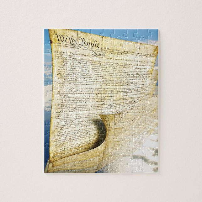 Förenta Stater-konstitutionen ovanför jorden Pussel (Vertikal)