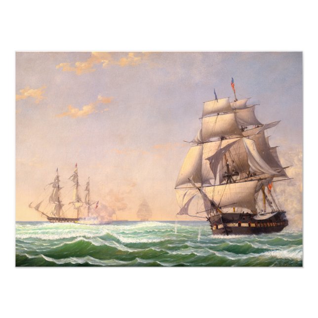 Förenta Stater:s Frigate av Fitz Henry Lane Fototryck (Framsidan)