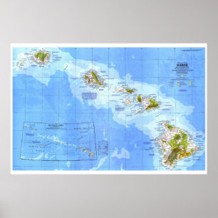 " Förenta staterna: 1976 Hawaii detaljerad KARTA Poster
