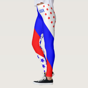 FÖRENTA STATERNA AMERIKA RÖD VIT & BLÅ USA LEGGINGS