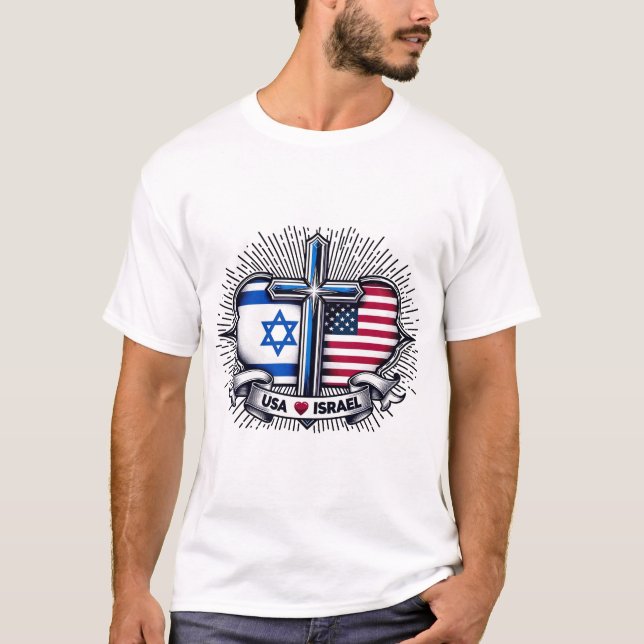Förenta staterna ❤️ ISRAEL T Shirt (Framsida)