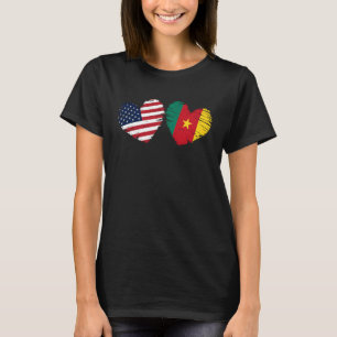 Förenta staterna Kameroon Flagga Heart Valentines  T Shirt
