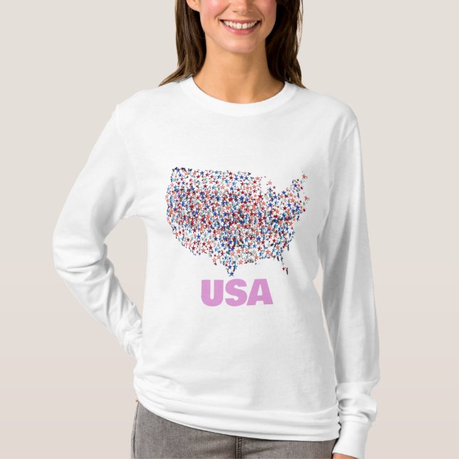Förenta staterna Karta, formad av Stars T Shirt (Framsida)