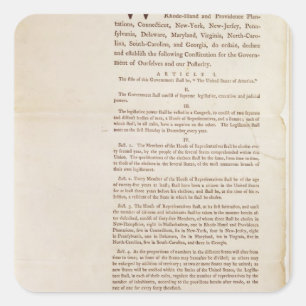 Förenta staterna konstitution, 1787 fyrkantigt klistermärke