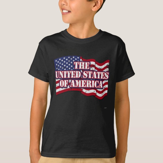 Förenta staterna med flagga i nöd tee shirt (Framsida)