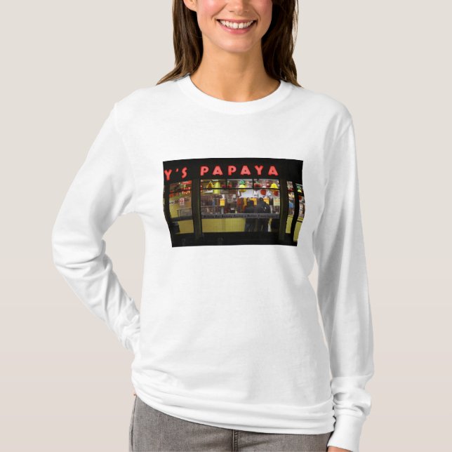 Förenta staterna, New York. Gray's Papaya: fönster Tee (Framsida)