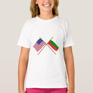 Förenta staterna och Bulgarien Flaggor som passera Tee Shirt