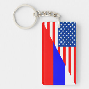 Förenta staterna, Ryssland, halva flagga usa land Nyckelring