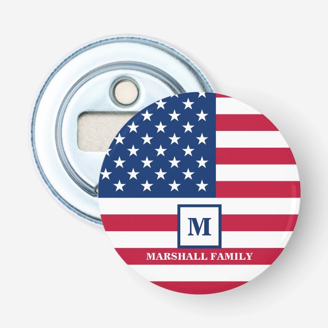 Förenta staternas amerikanska Flagga Customigram 4 Flasköppnare (Framsidan)