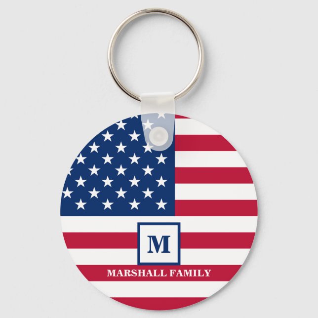 Förenta staternas amerikanska Flagga Customigram 4 Nyckelring (Framsida)