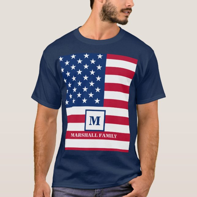 Förenta staternas amerikanska Flagga Customigram 4 T Shirt (Framsida)
