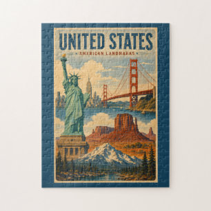 Förenta staternas amerikanska landmärken illustrat pussel