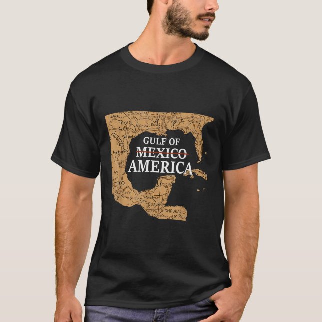 Förenta staternas bukt Est 2025 Karta Retr T Shirt (Framsida)