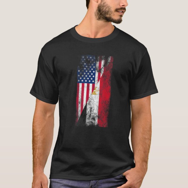 Förenta staternas Egypten Flaggor Förenta staterna T Shirt (Framsida)