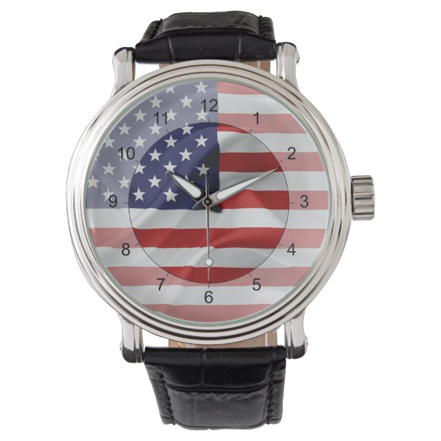 Förenta staternas Flagga Armbandsur (Framsida)
