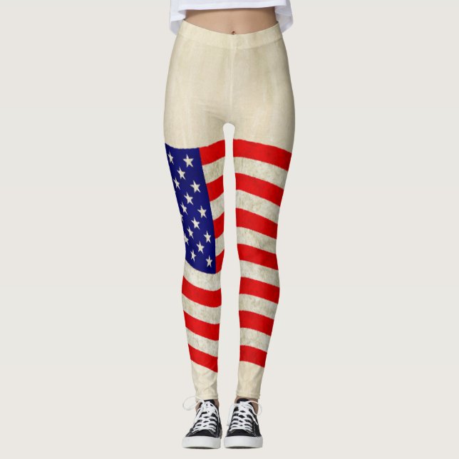 Förenta staternas flagga - grungy leggings (Framsida)