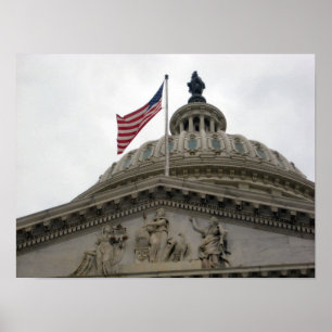 Förenta staternas Huvudstad-Byggnad med amerikansk Poster