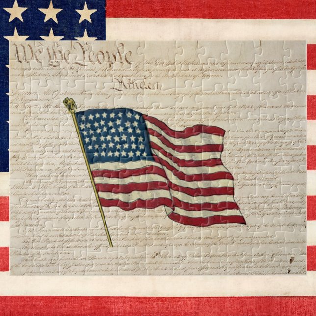 Förenta staternas konstitution, amerikanska flagga pussel (Skapare uppladdad)