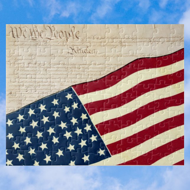 Förenta staternas konstitution, amerikanska flagga pussel (Skapare uppladdad)