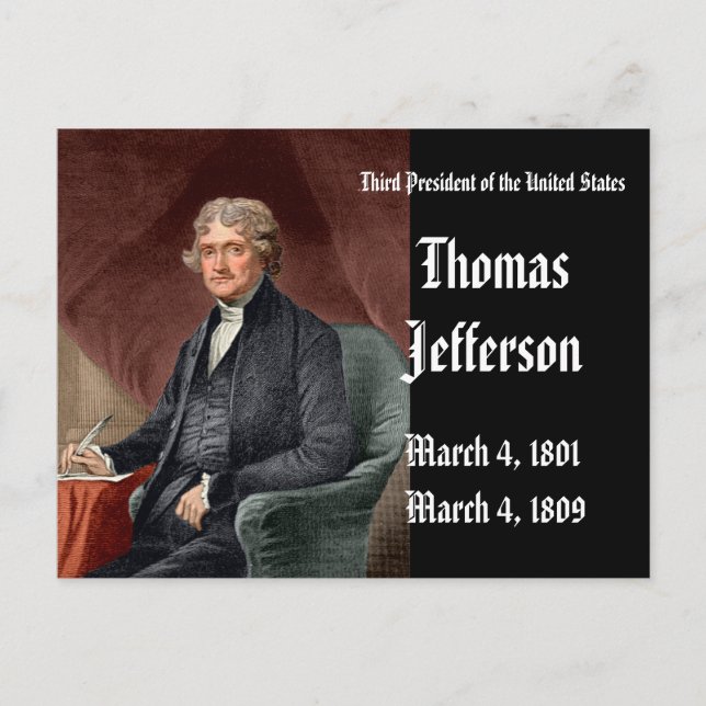 Förenta staternas president Thomas Jefferson Vykort (Framsida)